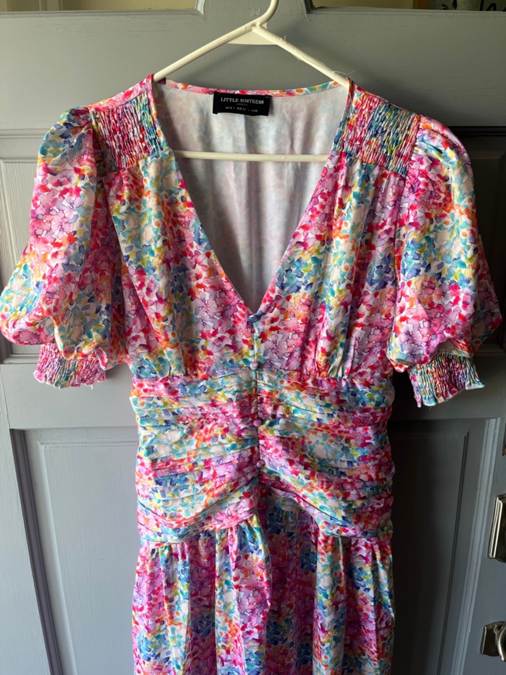 Little Mistress NEW Floral Maxi Dress Pink Painted Pattern Summer Women’s Sz 14